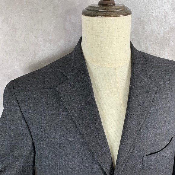 Etro Milano Blazer Jacket Men 44R Gray Windowpane Wool - Picture 3 of 16
